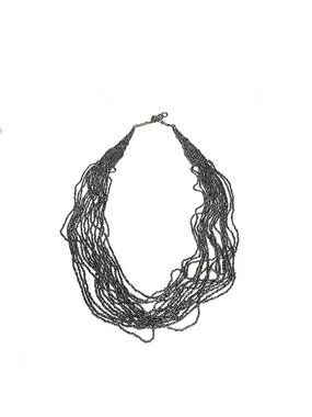 Pewter gunmetal seed bead necklace